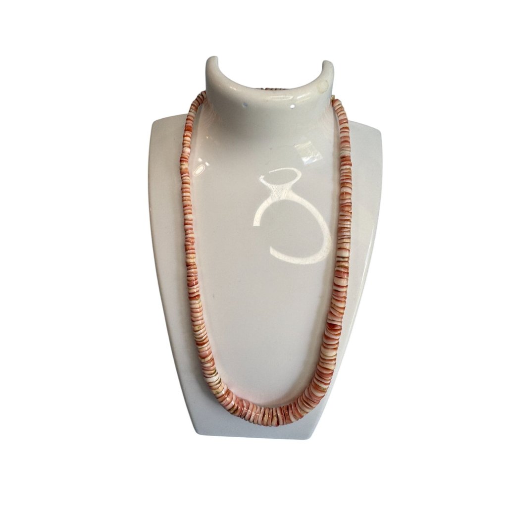 Spiny Oyster Puma Shell Heshi Tribal Necklace 17 1/2